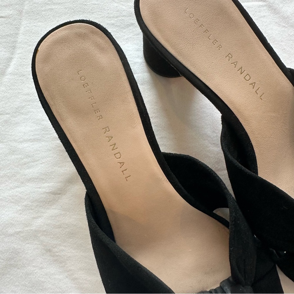 Loeffler Randall Celeste Mid-Heel Knot Slide Black Suede Sz 6.5 - Picture 4 of 9